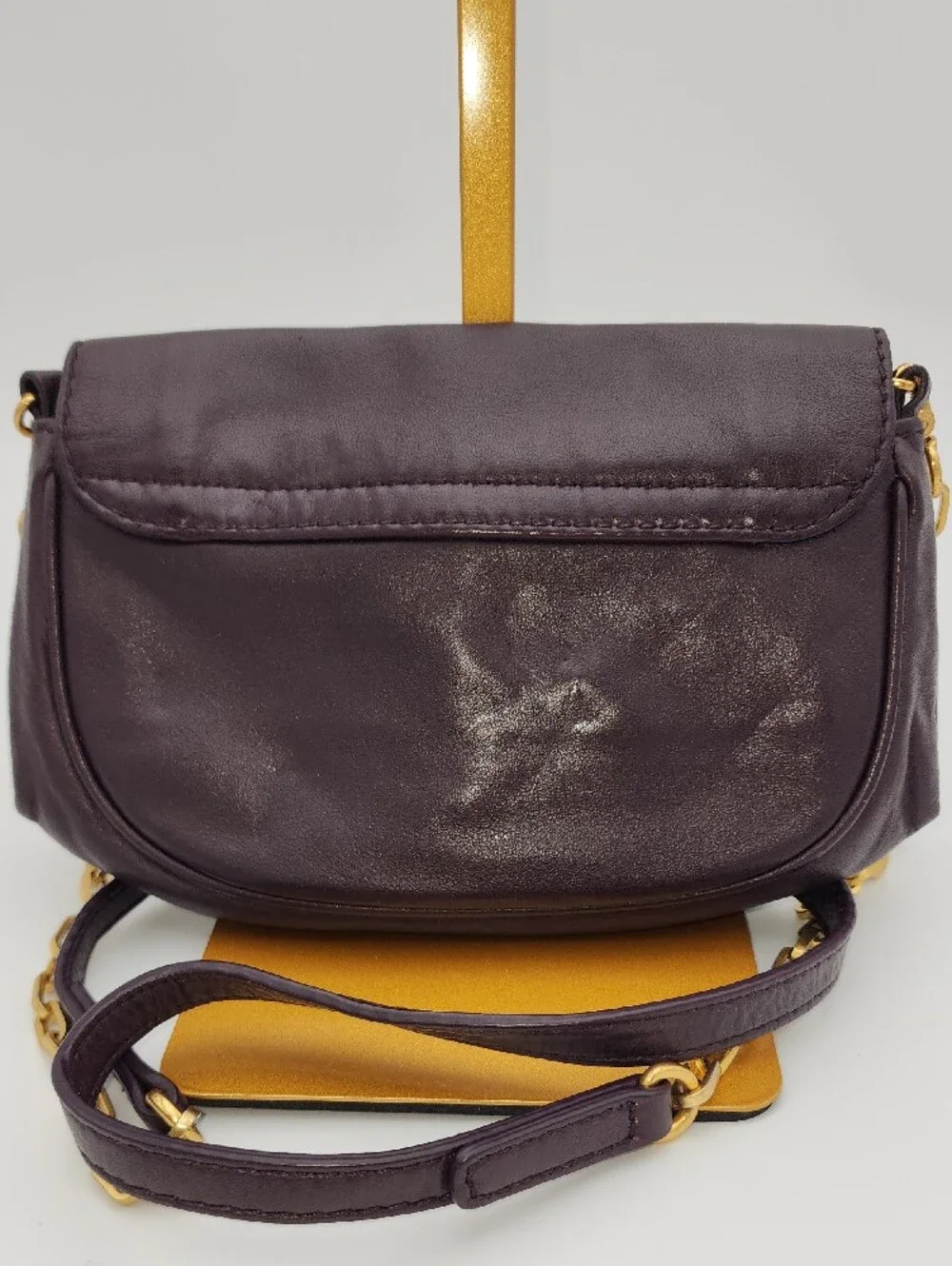 Marc Jacobs Leather Shoulder/crossbody Bag in Plum with Gold-Tone Hardware